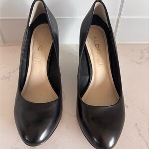 ALDO Black Women's Leather Wedge Heels